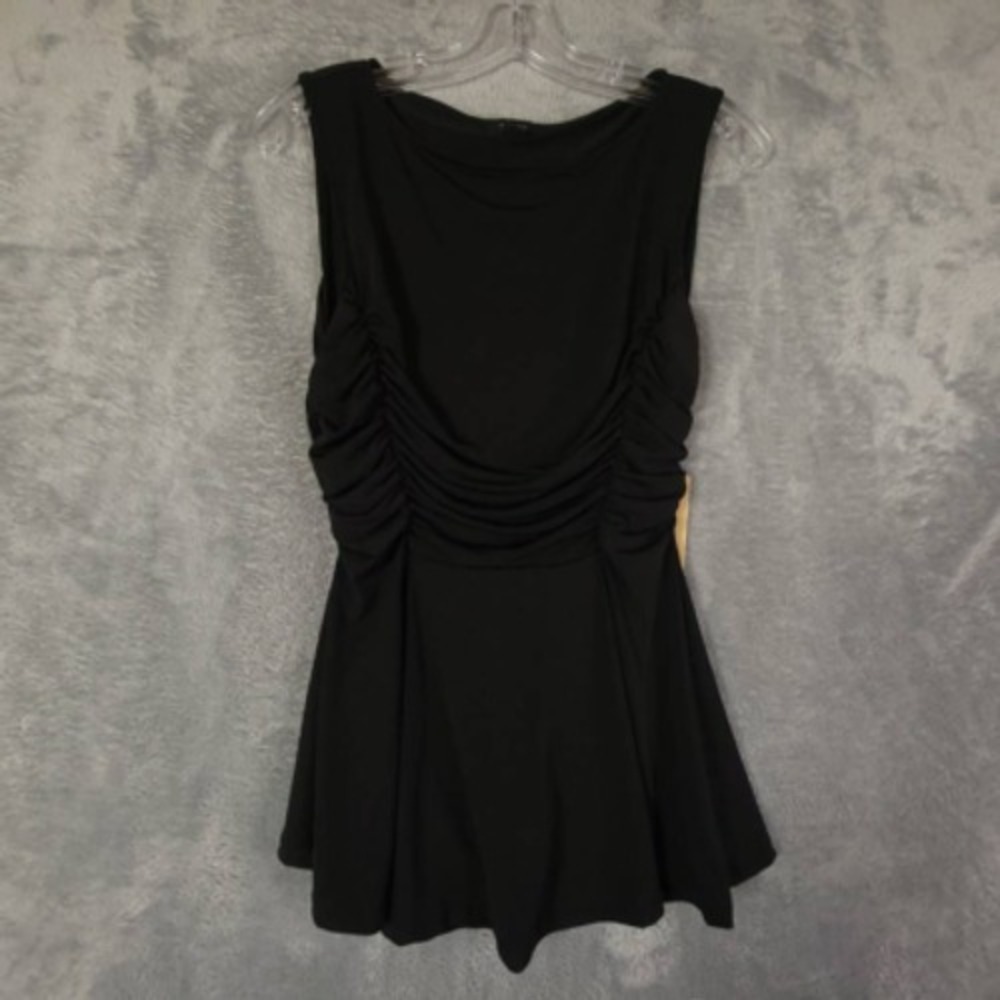 Halogen Dress Womens Fit & Flare Black Ruched Mini Stretch‎ Sleeveless M New